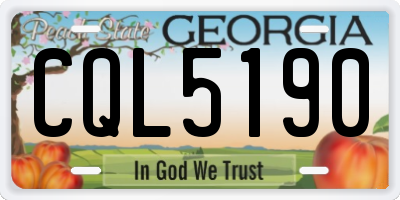 GA license plate CQL5190