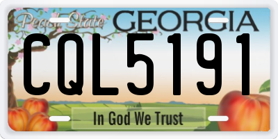 GA license plate CQL5191