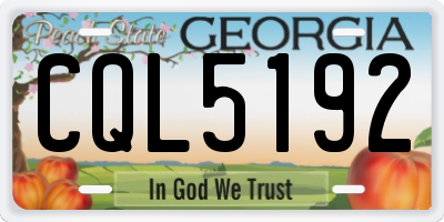 GA license plate CQL5192