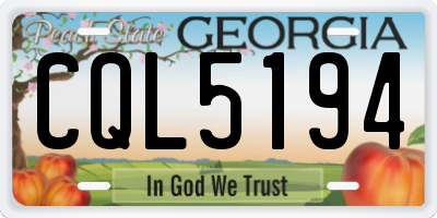 GA license plate CQL5194
