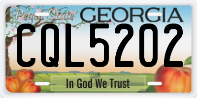 GA license plate CQL5202