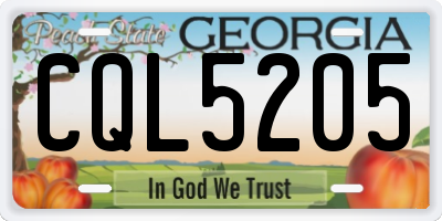 GA license plate CQL5205