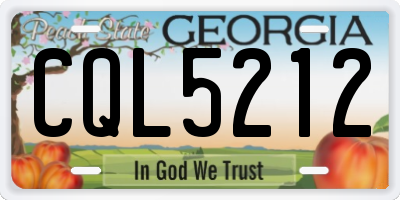 GA license plate CQL5212
