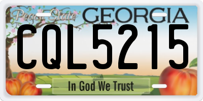 GA license plate CQL5215