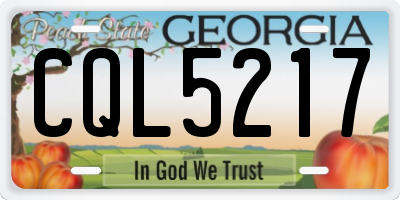 GA license plate CQL5217