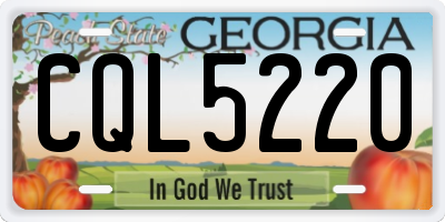 GA license plate CQL5220