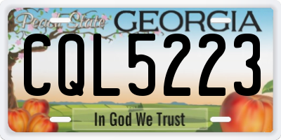 GA license plate CQL5223