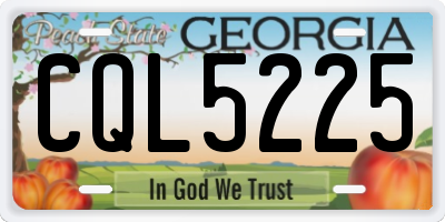 GA license plate CQL5225
