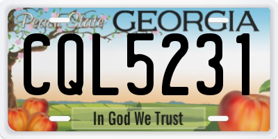 GA license plate CQL5231