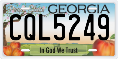 GA license plate CQL5249