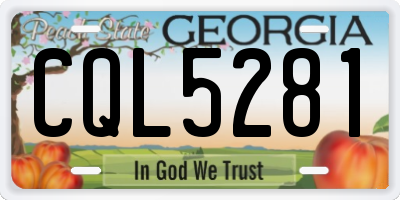 GA license plate CQL5281