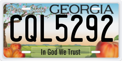 GA license plate CQL5292