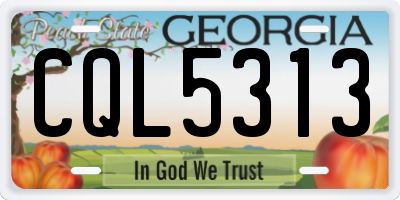 GA license plate CQL5313