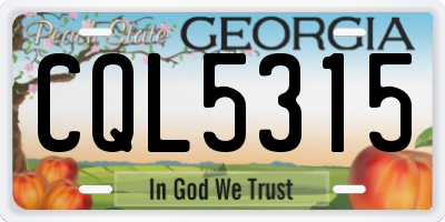 GA license plate CQL5315