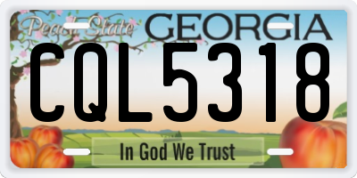 GA license plate CQL5318