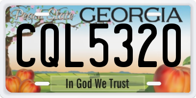 GA license plate CQL5320