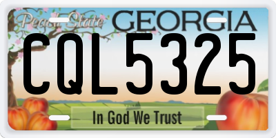 GA license plate CQL5325