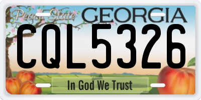 GA license plate CQL5326