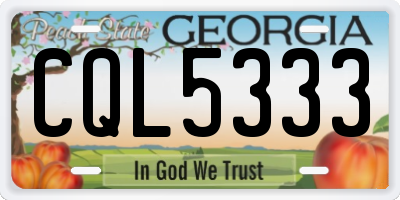 GA license plate CQL5333