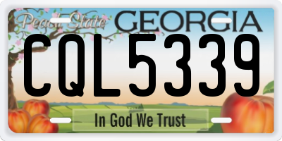 GA license plate CQL5339