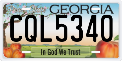 GA license plate CQL5340