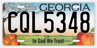 GA license plate CQL5348