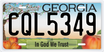 GA license plate CQL5349