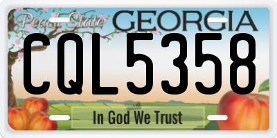 GA license plate CQL5358