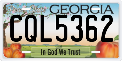 GA license plate CQL5362