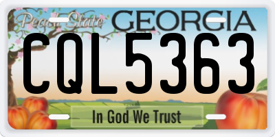 GA license plate CQL5363