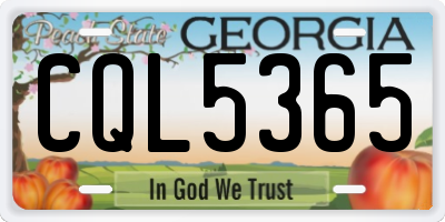 GA license plate CQL5365