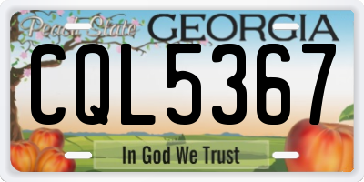 GA license plate CQL5367