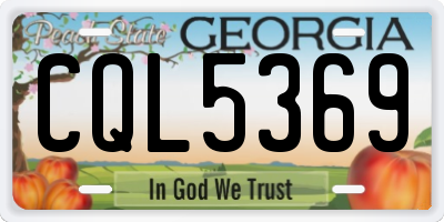 GA license plate CQL5369