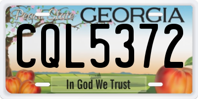 GA license plate CQL5372