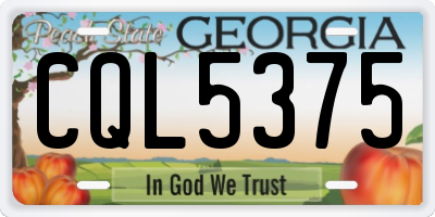 GA license plate CQL5375