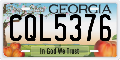 GA license plate CQL5376