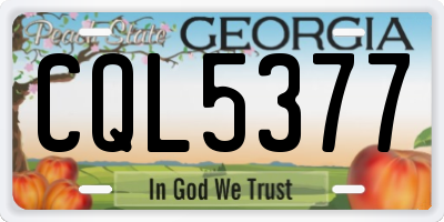 GA license plate CQL5377