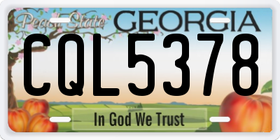 GA license plate CQL5378