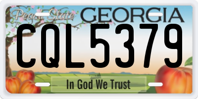GA license plate CQL5379