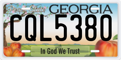 GA license plate CQL5380