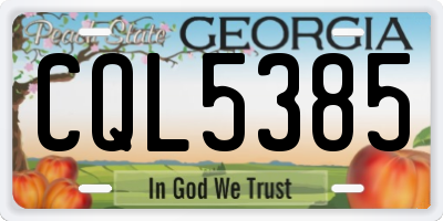 GA license plate CQL5385