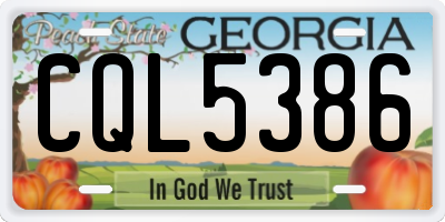 GA license plate CQL5386