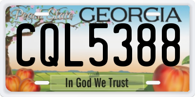GA license plate CQL5388