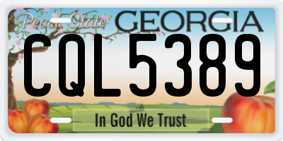 GA license plate CQL5389
