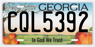 GA license plate CQL5392
