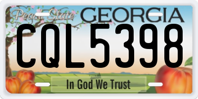 GA license plate CQL5398