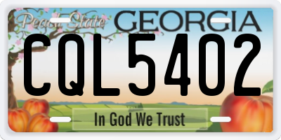 GA license plate CQL5402