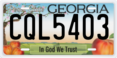 GA license plate CQL5403