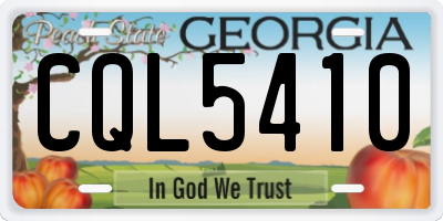 GA license plate CQL5410