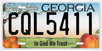GA license plate CQL5411